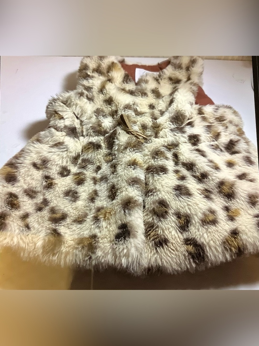 Zara faux Fur Leopard Print Kids Vest - Cream and Brown size 3/4.